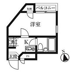 キャトルセゾン東橋本 1階1Kの間取り