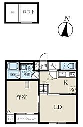 ベルブラン 2階1LDKの間取り
