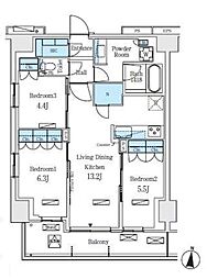 ロイヤルパークス赤羽ノース 5階3LDKの間取り