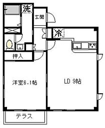 レジェンド高砂 1階1LDKの間取り