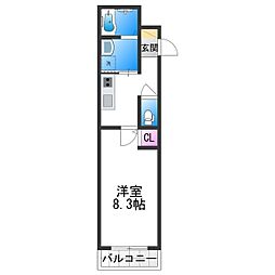 エスクード凪 2階1Kの間取り
