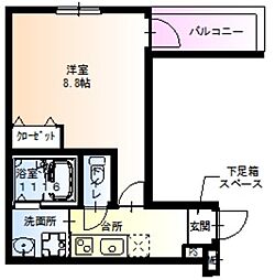 阪神本線 武庫川駅 徒歩3分の賃貸アパート 1階1Kの間取り