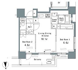 パークアクシス仲御徒町 6階2LDKの間取り