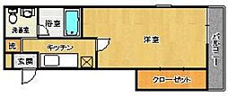 フローラ文京 1Kの間取図画像