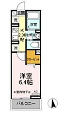 リビングヴィレッジ新柴又 2階1Kの間取り