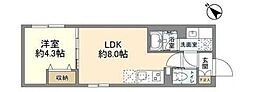 ウェルスクエア武蔵小山II 4階1LDKの間取り