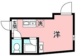 パークサイド新宿 1階ワンルームの間取り