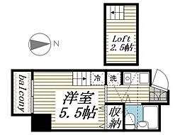 BoatHouse 5階ワンルームの間取り