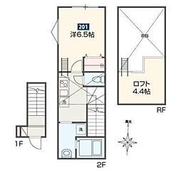 ｄｅｌ Ｃｉｅｌｏ小平 2階1Kの間取り