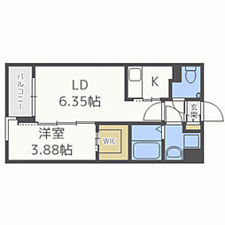 サニークレスト西新 1LDKの間取図画像