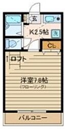 ライトアップ中野坂上 2階1Kの間取り