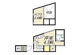 フルーレ高円寺 2階ワンルームの間取り