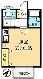 フォレスト西小山 1階ワンルームの間取り