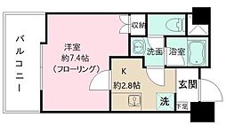 都営新宿線 新宿三丁目駅 徒歩7分の賃貸マンション 6階1Kの間取り