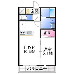 シェトワはつしば 2階1LDKの間取り