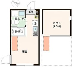 ハーモニーテラス白鷺II 2階ワンルームの間取り