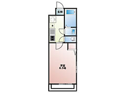 フラッティ谷口園町 3階1Kの間取り