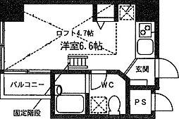 アベゼ住吉 ワンルームの間取図画像