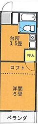 サンライズ弐番館 2階1DKの間取り
