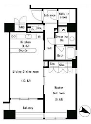 パークアクシス南麻布 1LDKの間取図画像