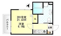 西武新宿線 上井草駅 徒歩4分の賃貸アパート 2階1Kの間取り