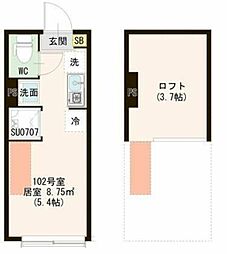 レジデンス・イン初台 1階ワンルームの間取り