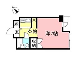 ハウジングコート千歳船橋 2階1Kの間取り