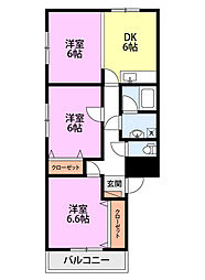 ベルローズ 3DKの間取図画像