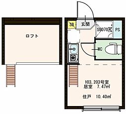 メゾン品川 2階ワンルームの間取り