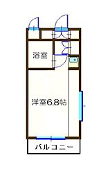 ドミール玉川学園 3階ワンルームの間取り
