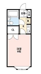 ツェルマット 1Kの間取図画像