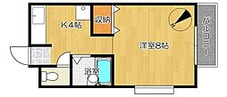 アネックス中和泉 1Kの間取図画像