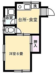 鈴鹿ハイツ 1DKの間取図画像