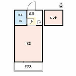 リバティーライフ志木 1階1Kの間取り