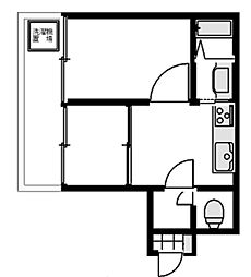 マシャンブル北野 2DKの間取図画像