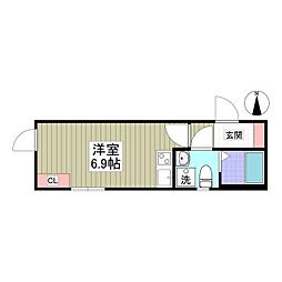 Celeste KOGANE ワンルームの間取図画像