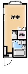 サンライフ宮の下 1階ワンルームの間取り