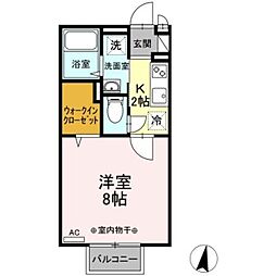 メルヴェーユ橋本 1階1Kの間取り