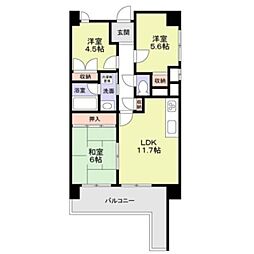 エンゼラート明石 3LDKの間取図画像
