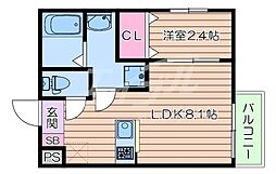 ワコーレヴィータ江坂EAST 1LDKの間取図画像