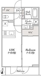 ルミーク本町イースト 2階1LDKの間取り
