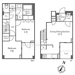 オープンレジデンス南青山イーストテラス 1階2LDKの間取り