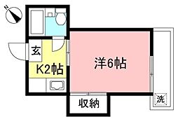ハウスＭ 1階1Kの間取り
