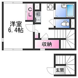 レオネクストウエストベイ 1階1Kの間取り