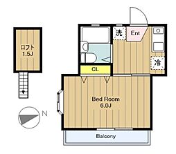 メゾンS 1Kの間取図画像