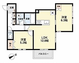 Aireville 2LDKの間取図画像