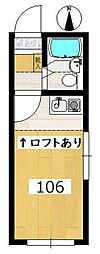 レオパレス南生田 ワンルームの間取図画像