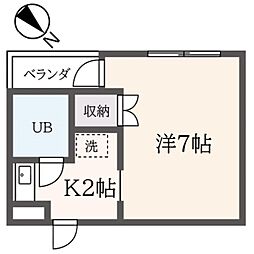アメニティコウヤマ第11ガーデン 1Kの間取図画像