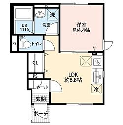 ヴィエント境南 1階1LDKの間取り