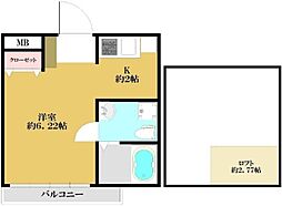 ソレイユ中落合 2階ワンルームの間取り